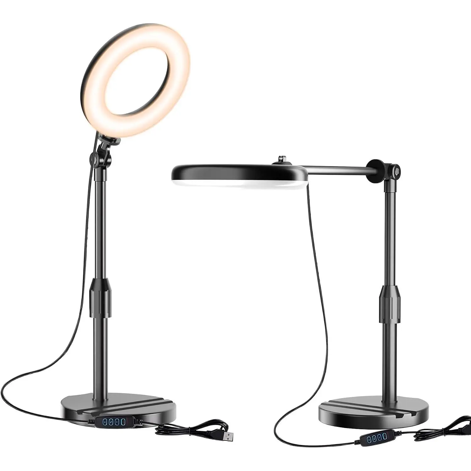 Portable Travel Ring Light for Laptop Zoom Video Conference, 5'' Bright Circle Light with Extendable Stand, Small Halo Lighting with Phone Holder for Video Recording Live Stream Facetime Photography