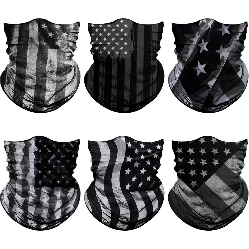 6pcs Neck Gaiter Face Mask Men Women, Seamless Bandana Face Cover Scarf Mask, Balaclava, Headband, Head Wrap, Headwear006