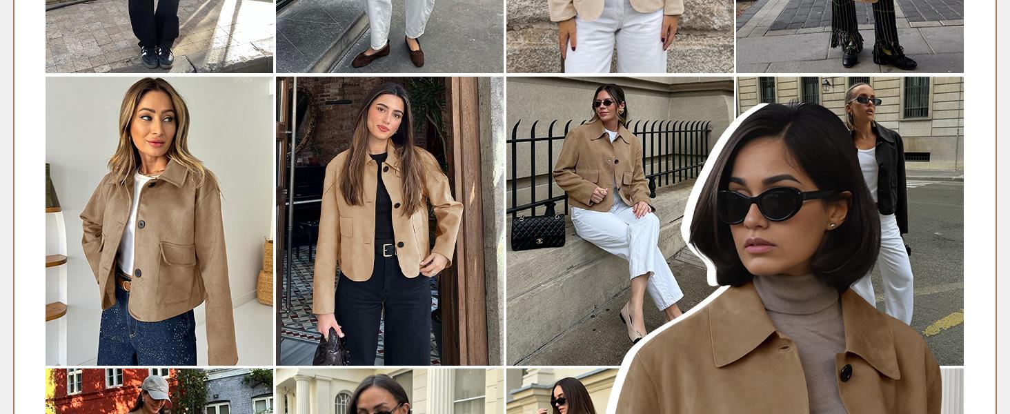 Imily Bela Womens Faux Suede Leather Jackets Casual Cropped Coats Vintage Button Down Shackets Imily Bela Womens Faux Suede Leather Jackets Casual Cropped Coats Vintage Button Down Shackets