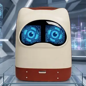 LED Backpack Maozai Style, Bluetooth Programmable Screen, Brown Beige Hard Shell Laptop Backpack Fits 15.6" Laptop, DIY Animation, Cool Tech Gift for Men Women (Power Bank Not Included)