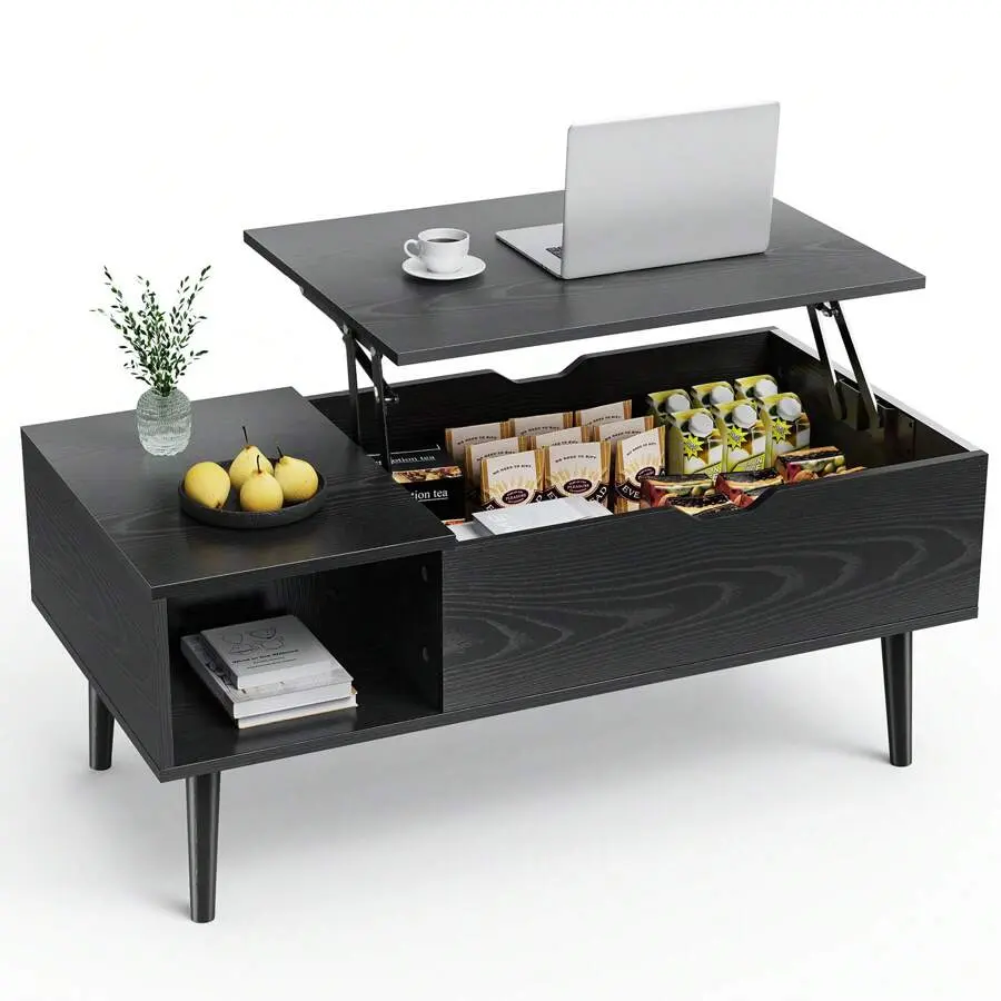 Lift Top Coffee Storage Wood Tables With Hidden Compartment Small Dining Desk Home Living Room Office
