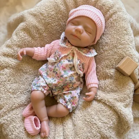 13-Inch Solid Silicone Girl Doll, Soft Touch Doll, Hand-Painted, Open Mouth, Bathable, Best Gift Toy for Children, Kids' Playful Companion