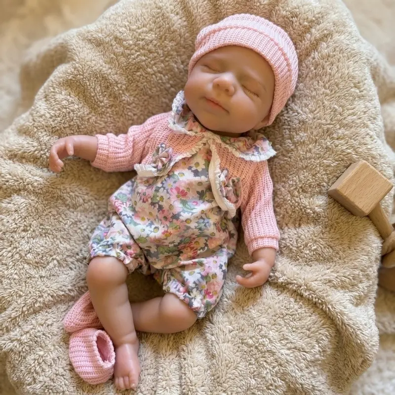 13-Inch Solid Silicone Girl Doll, Soft Touch Doll, Hand-Painted, Open Mouth, Bathable, Best Gift Toy for Children, Kids' Playful Companion