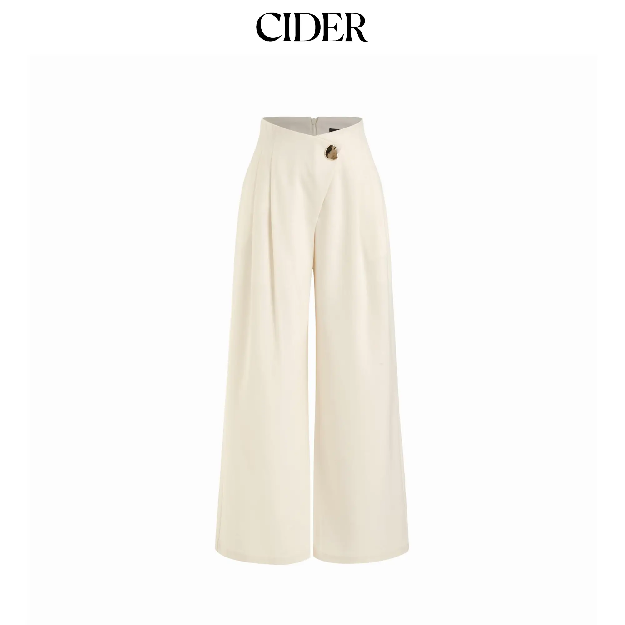 Cider High Rise Metal Button Pleated Wide Leg Trousers