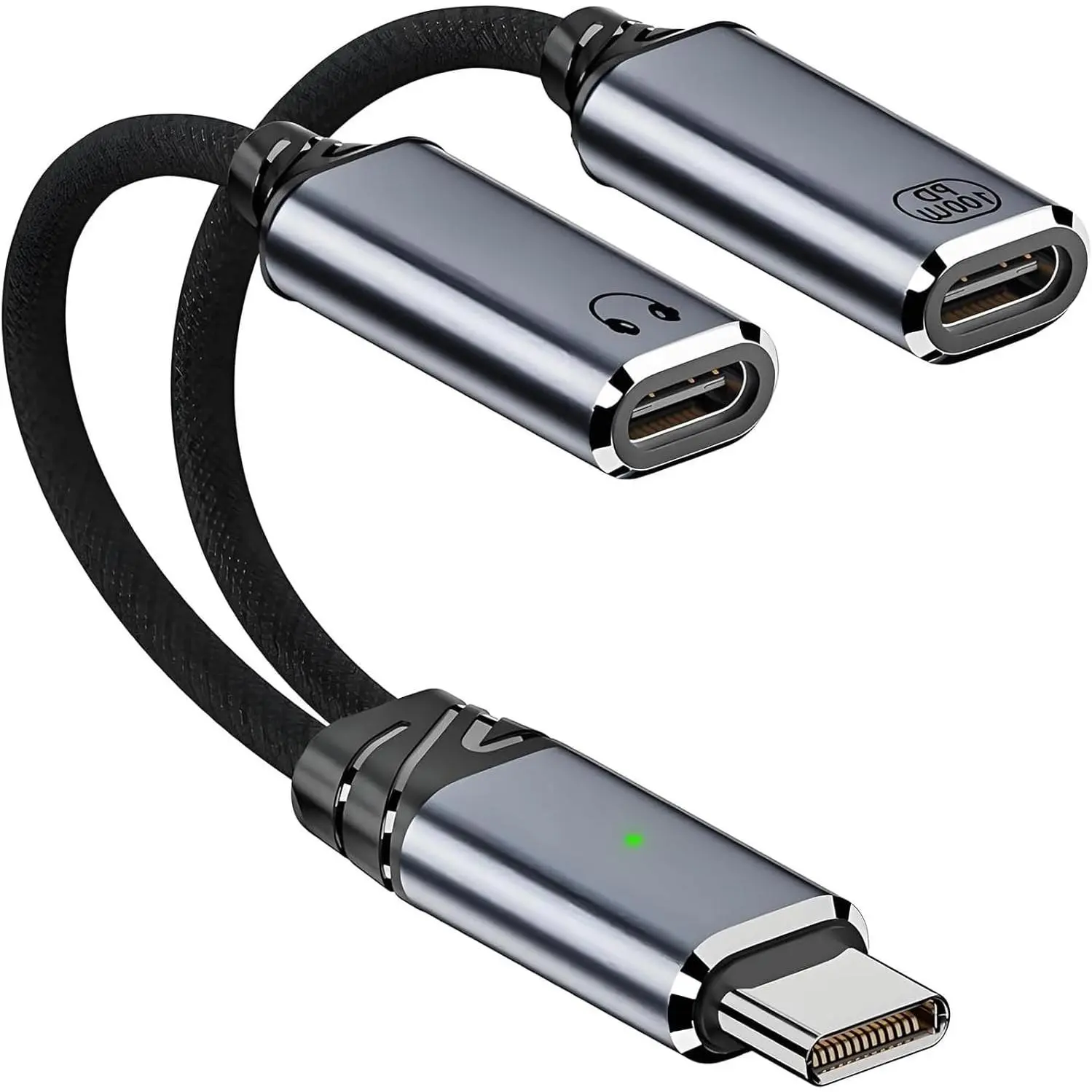 USB C Splitter,2-in-1 USB C Headset and Charger Adapter | Type C Audio Dongle ,PD 100W  ,Compatible with  16/15 Series,Galaxy S24/S23,iPad,MacBook