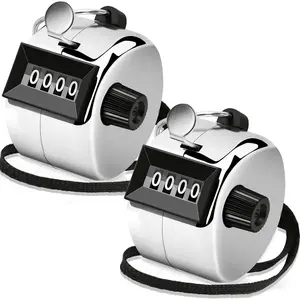 2 Pack Clicker Counter, Metal Hand Tally Counter Clicker, 4 Digit Mechanical Palm Click Counter for Counting Numbers, Coaching,  Events Count