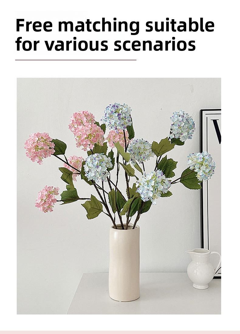 (4 pcs) 3 artificial hydrangea snowball flowers for home decoration, living room display, fake flowers for wedding hall floral arrangements