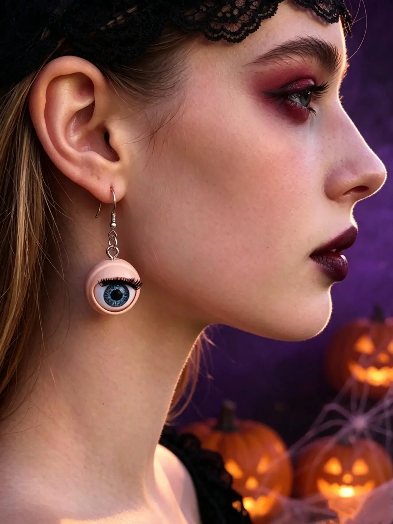 Halloween scary and fun plastic blinking doll eyeball earrings, eye-spinning witch punk jewelry Halloween gift, perfect gift for ladies' earrings, perfect for parties, banquets, Halloween - wear all seasons.