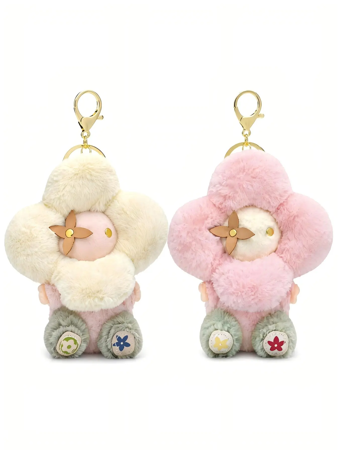 Cute 3D Flower Plush Doll Keychain, Soft Flannel Stuffed Bag Charm Pendant, Keychain Charms, Keychain Kawaii, Handbag & Car Key Accessory for Women, All Seasons