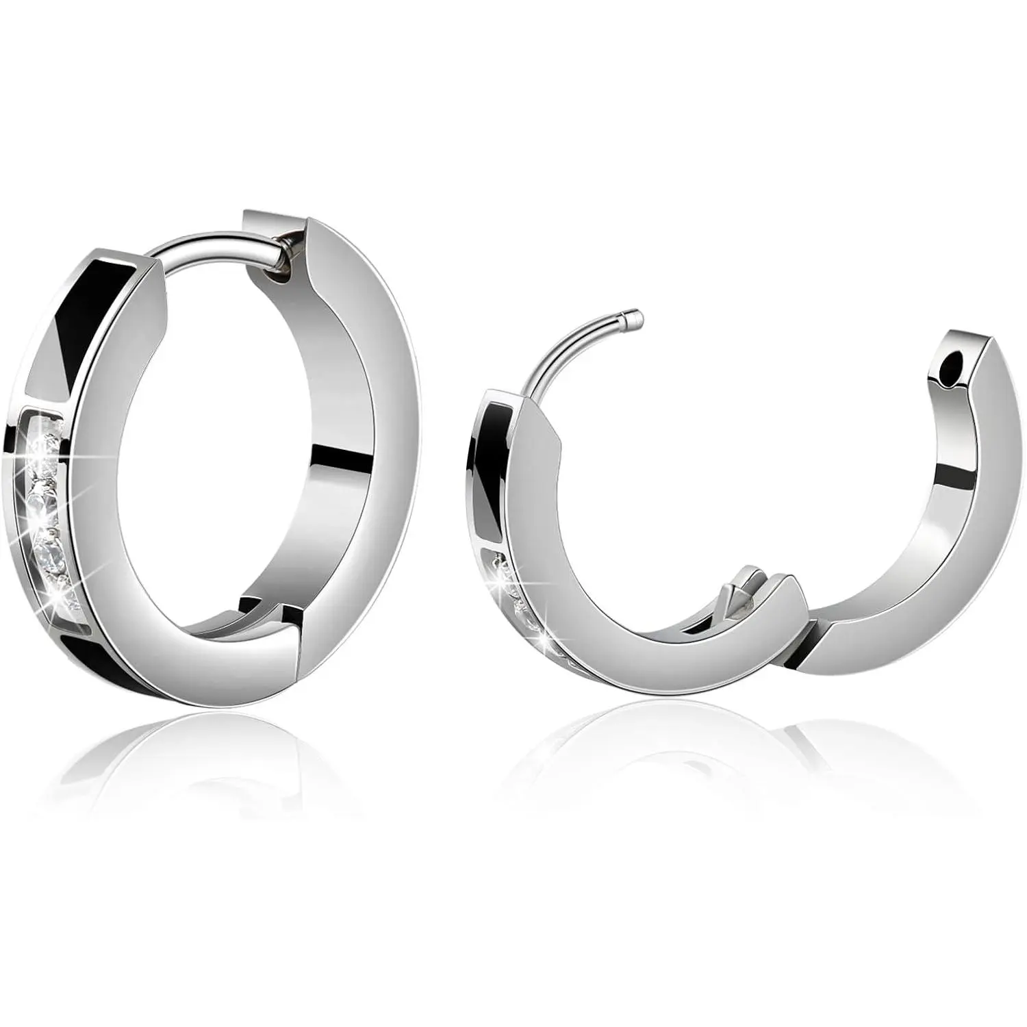 TGNEL Small Mens Earrings PureTitanium Earrings Hoops, Classic Hypoallergenic Huggie Earrings for Sensitive Ears