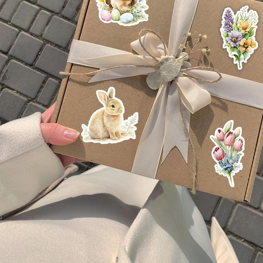 100 PCS Happy Easter Bunny Stickers Pack, Aesthetic Spring DIY Decoration Decals for Scrapbooking Planner Luggage, Easter Egg Hunt Gifts for Boys Girls The cutest Easter basket stuffers are here!