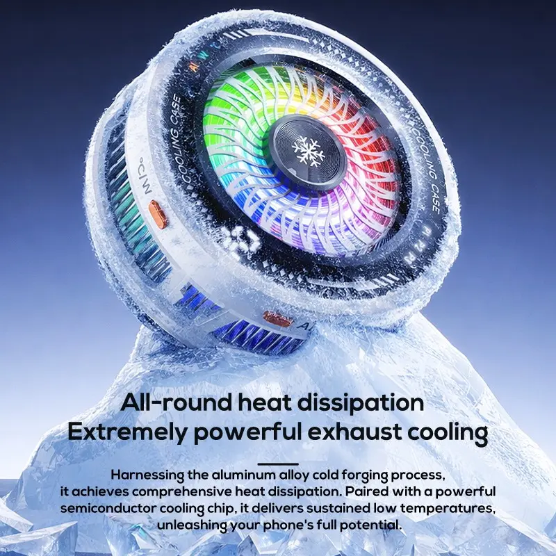 Semiconductor Phone Cooler, Magnetic & Clamp Dual-Use, Digital Display, RGB Light, Silent Fast Cooling, Gaming, Live Streaming