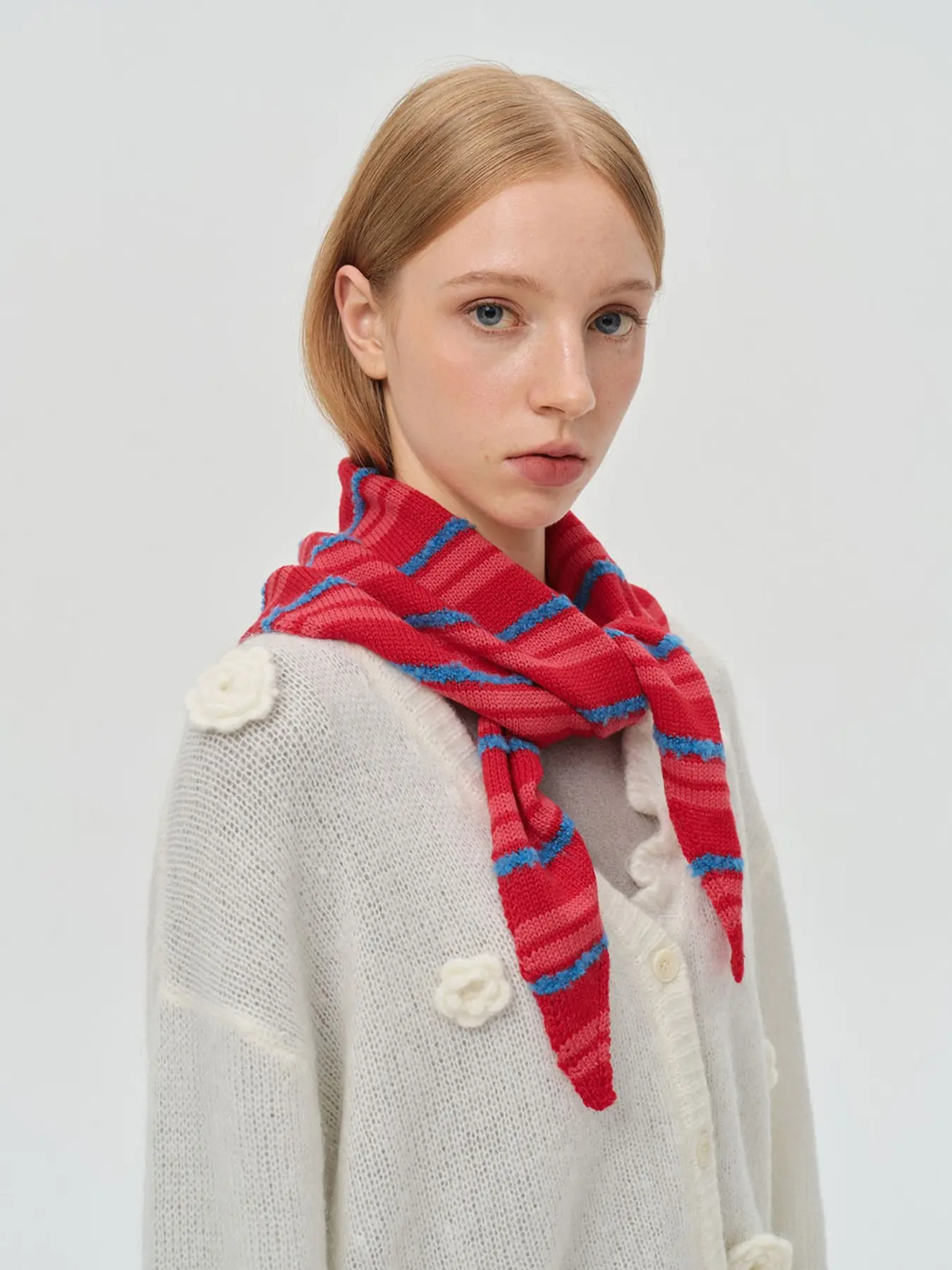 Vintage Colorblock Striped Triangle Scarf, Autumn Winter Knit Decorative Neckwear, Fashion Versatile Small Scarf, Stylish Accessory