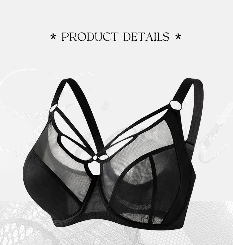 Sexy lace plus-size bra, women's daily adjustable underwear, lift-and-push-up bra M008, soft fabric bra, ruched bra