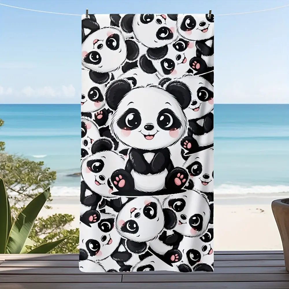Cute Panda Beach Towel, Ultra Soft Microfiber Beach Towel, Pool Towel, Camping Towel, Picnic Towel, Single Pack