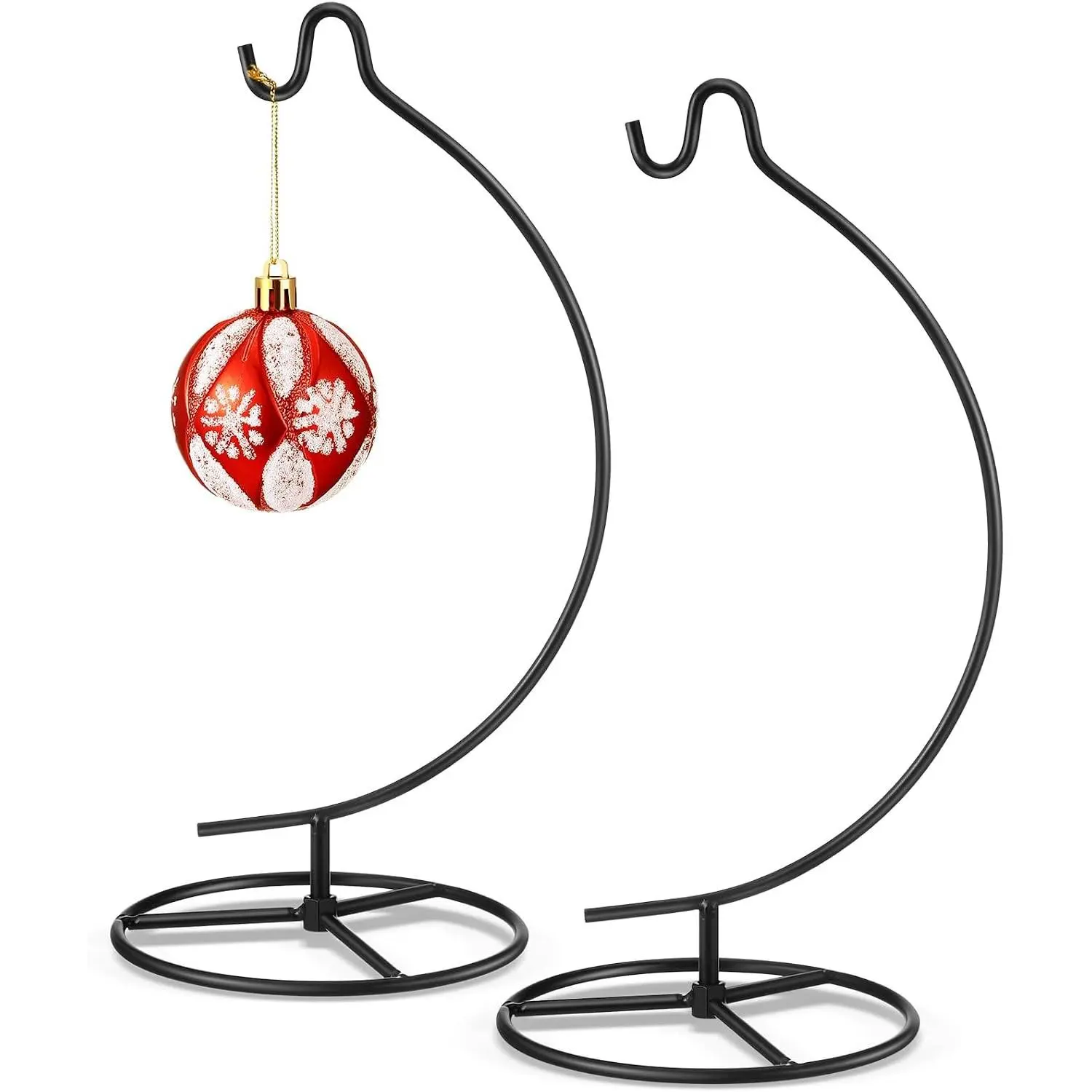 2 Pack Ornament Display Stand, 10.43" Height Ornament Hanger, Air Plant Holder Terrariums Hanging Stand Crystal Ball Hanging Hook for Christmas Wedding Home Office Decoration(Black)