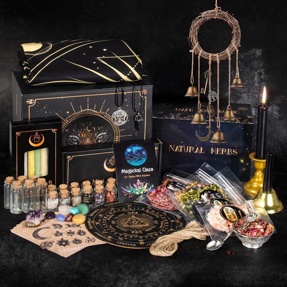 SUNDAY MIRTH All in One  Supplies  Stuff Spell Kit 88 count,  Supplies and Tools, Include   Candle  Pendulum,    Starter Kit Altar Supplies Pagan Decor