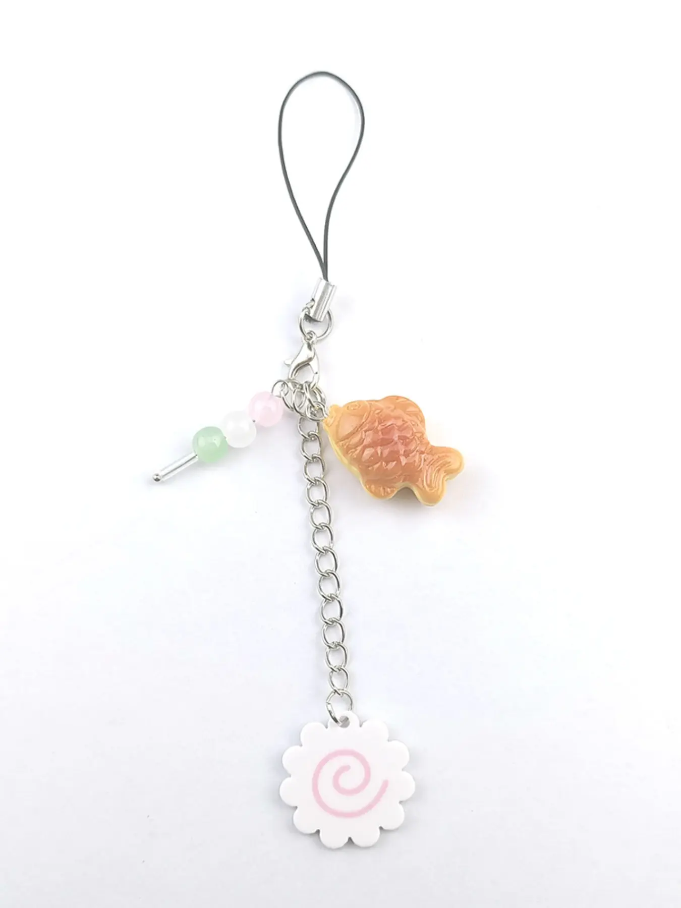 Cute Japanese Street Food Phone Lanyard Charms Taiyaki Narutomaki Fish Cake Dango Keychain Bag Pendant Keyring Key Holder Accessories Friends Gift