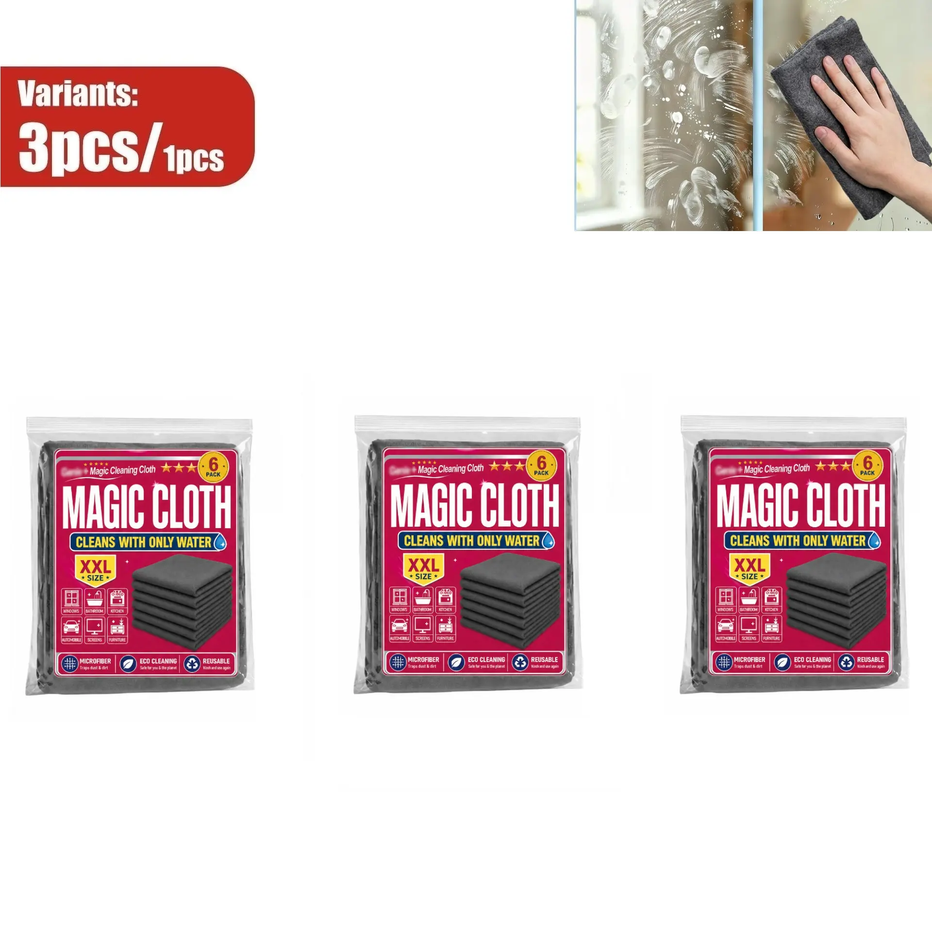 Multi-Purpose Magic Cleaning Cloth, Ultra Soft & Strong Water Absorption, Efficiently Remove Dust, Streak-Free Cleaning for Glass, Bathroom, Living Room, Lint-Free Reusable Household Cleaning Towel, No Fluff Falling Off