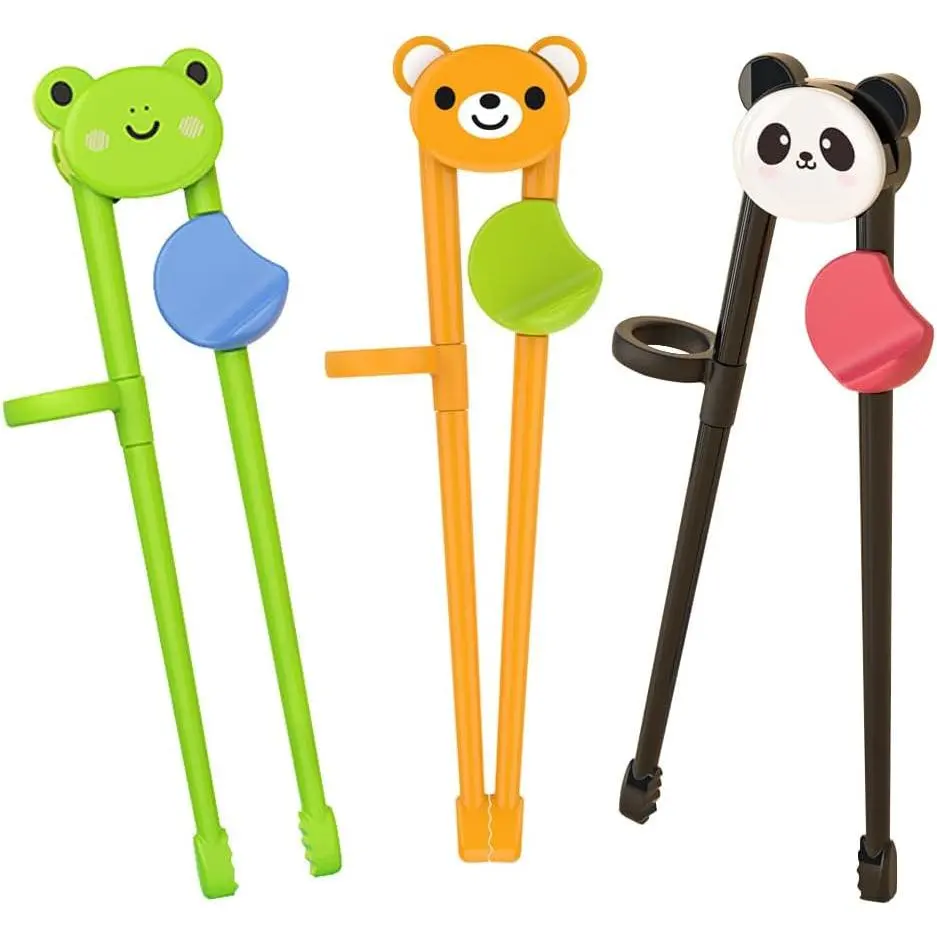 3 Pairs    Chopsticks for ,  Beginners Learning Chopsticks with  Finger Guide, Frog,  & Panda Helpers for Boys and Girls Ages 2-8