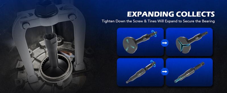 Orion Motor Tech Blind Hole Collet Bearing Race and Seal Puller Extractor Kit, Blue/ Red Slide Hammer Pilot Insert Inner Internal Bearing Removal Tool Set, 16PCS, car stuff, tool box, Automotie Repair Tools