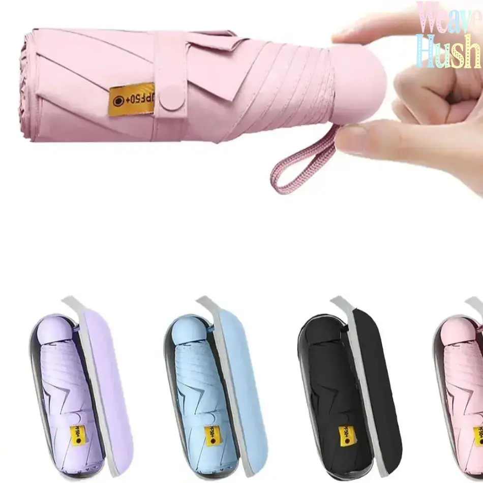 Mini Pocket Travel Umbrella - Slim, Compact, Windproof, UV-Protective with Protective Storage Case Cover, Pocket Umbrella, Wind Resistant Umbrella, Lightweight Umbrella