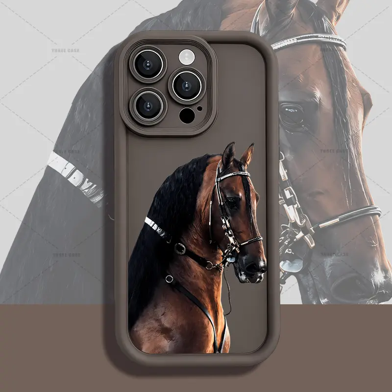 Dark brown horse Phone Case for iPhone 17 AIR 17 PRO 16 PRO 15  PRO MAX  14 PLUS 13 PRO 12 11 PRO XS MAX X XR Plus Shockproof Protective Cover Full Protection Anti-Drop