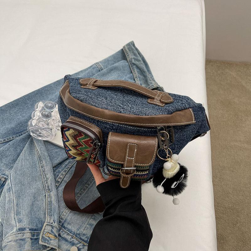 Denim Canvas Dumpling Bag – Cross-body & Waist Bag – Trendy Diagonal Bag for Cool Girls