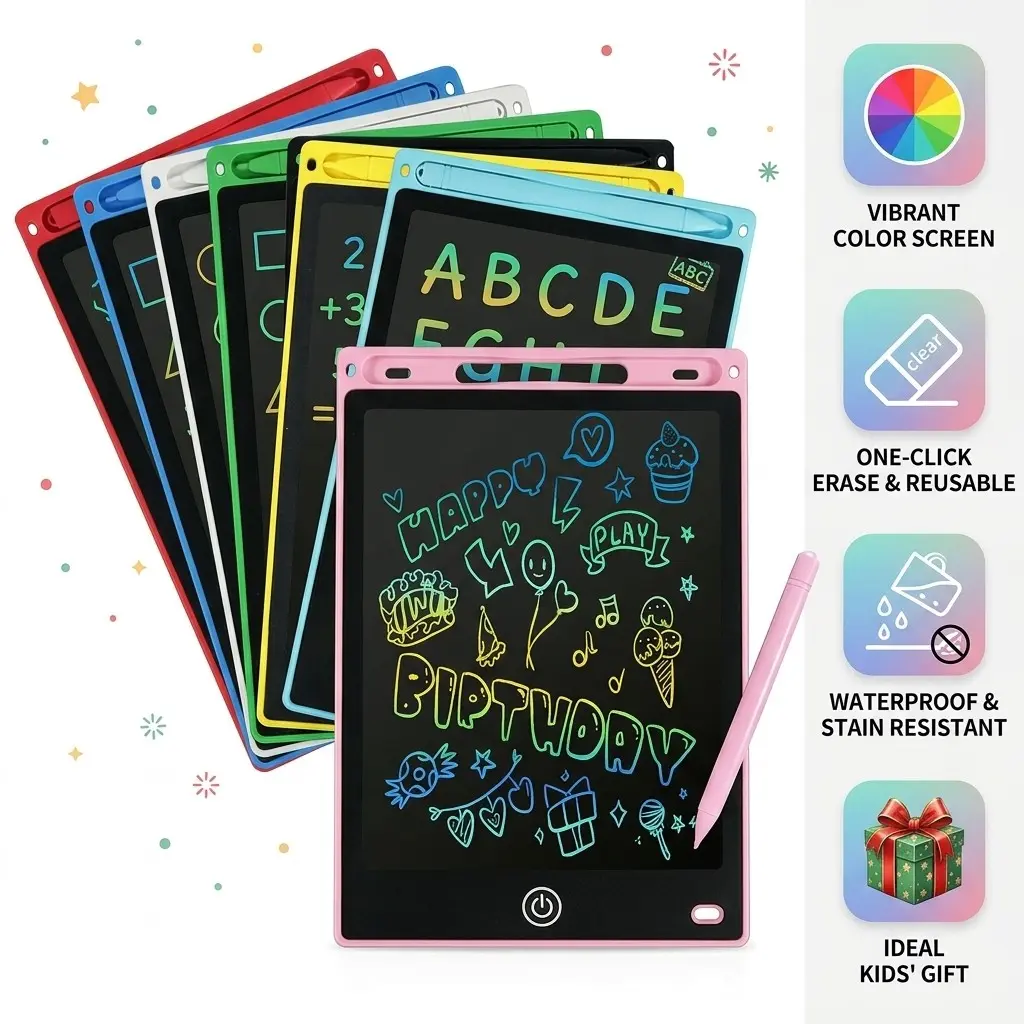 LCD Early Education Drawing Writing Board, Color Screen, Erasable Waterproof Anti-Stain, Ideal Gift for Christmas Birthday Halloween Thanksgiving