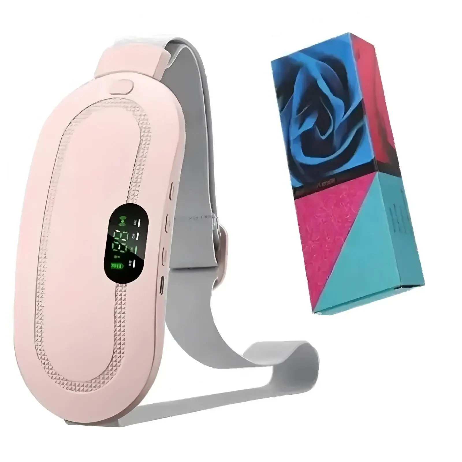 Intelligent LED Display Uterine Warm Massage Belt, Portable Mini Size, 3 Heat Settings, 4 Vibration Gears, Wireless Heating Pad, Period Heating Pad