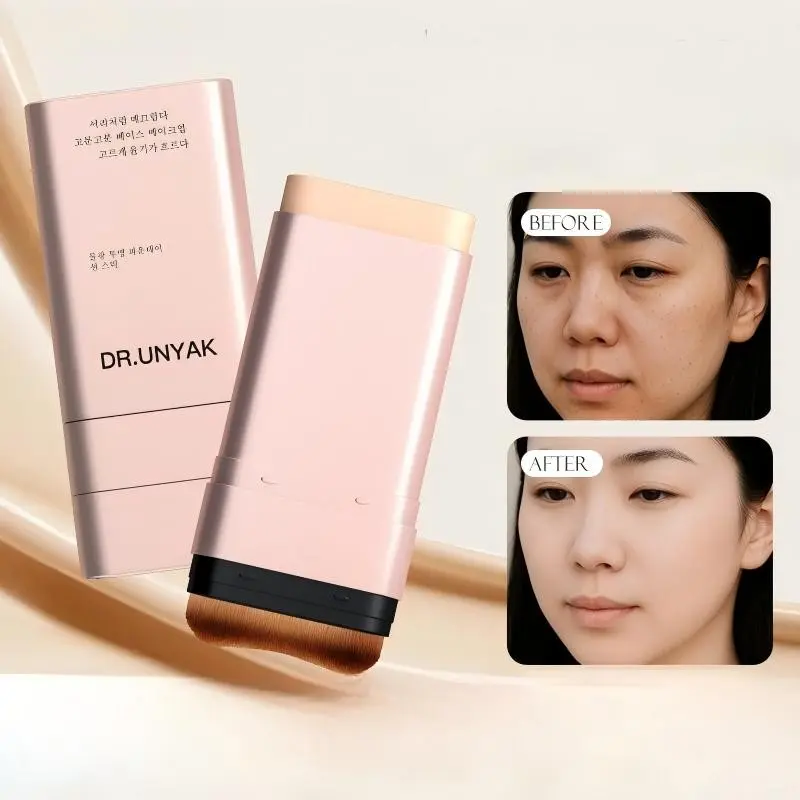 Double-Ended Water-Based Foundation Stick, Natural Coverage, Long-Lasting, Non-Shedding, Brightening, Makeup Base Liquid for Women