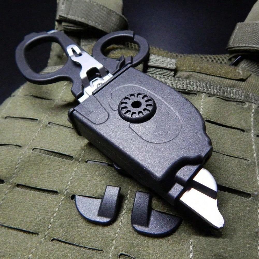 Stainless Steel Tactical Folding Scissors, Multifunctional Durable Outdoor Tool with Tape Cutter, Portable Scissor Sharpener Sheet Cutting Tool, Heavy Duty Scissor