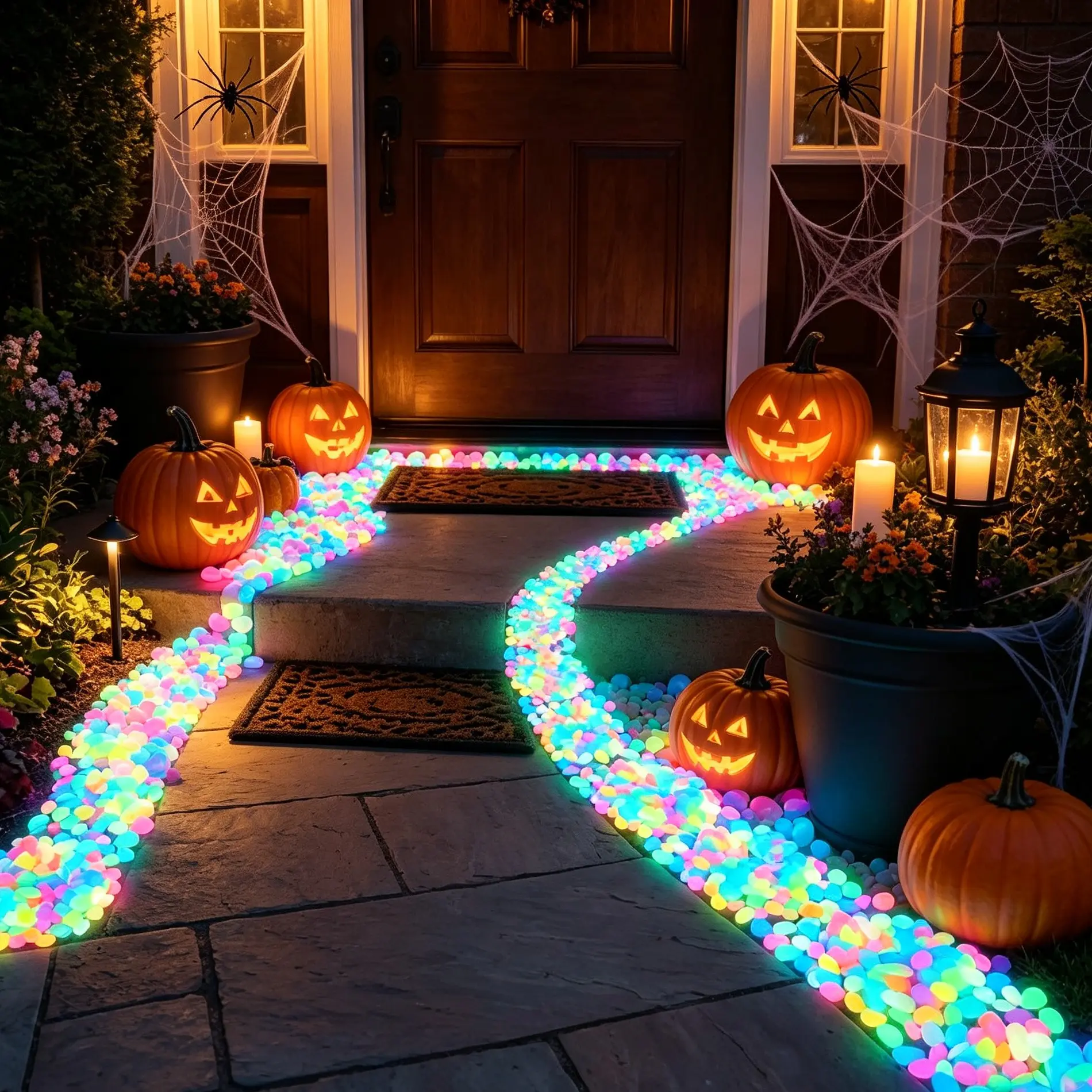 Glow-In-The-Dark Garden Stones, Self-Luminous Pathway Rocks, Non-Toxic Resin, Waterproof, UV-Resistant, Ideal for Halloween, Gardens, Aquariums, Parties