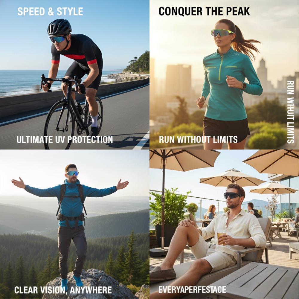 Polarized UV400 Cycling Sunglasses for Men and Women, Pro Performance Gradient Shield with Soft Nose Pad & Flexible Fit, Lightweight Aerodynamic Sports Glasses for Outdoor Bike Riding Hiking