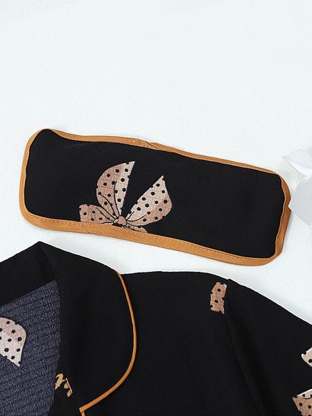 Women's All Over Print Top & Shorts & Pants & Accessories Pyjama Set, Casual Comfy Pj Set, Ladies Sleepwear for All Seasons Pajamas