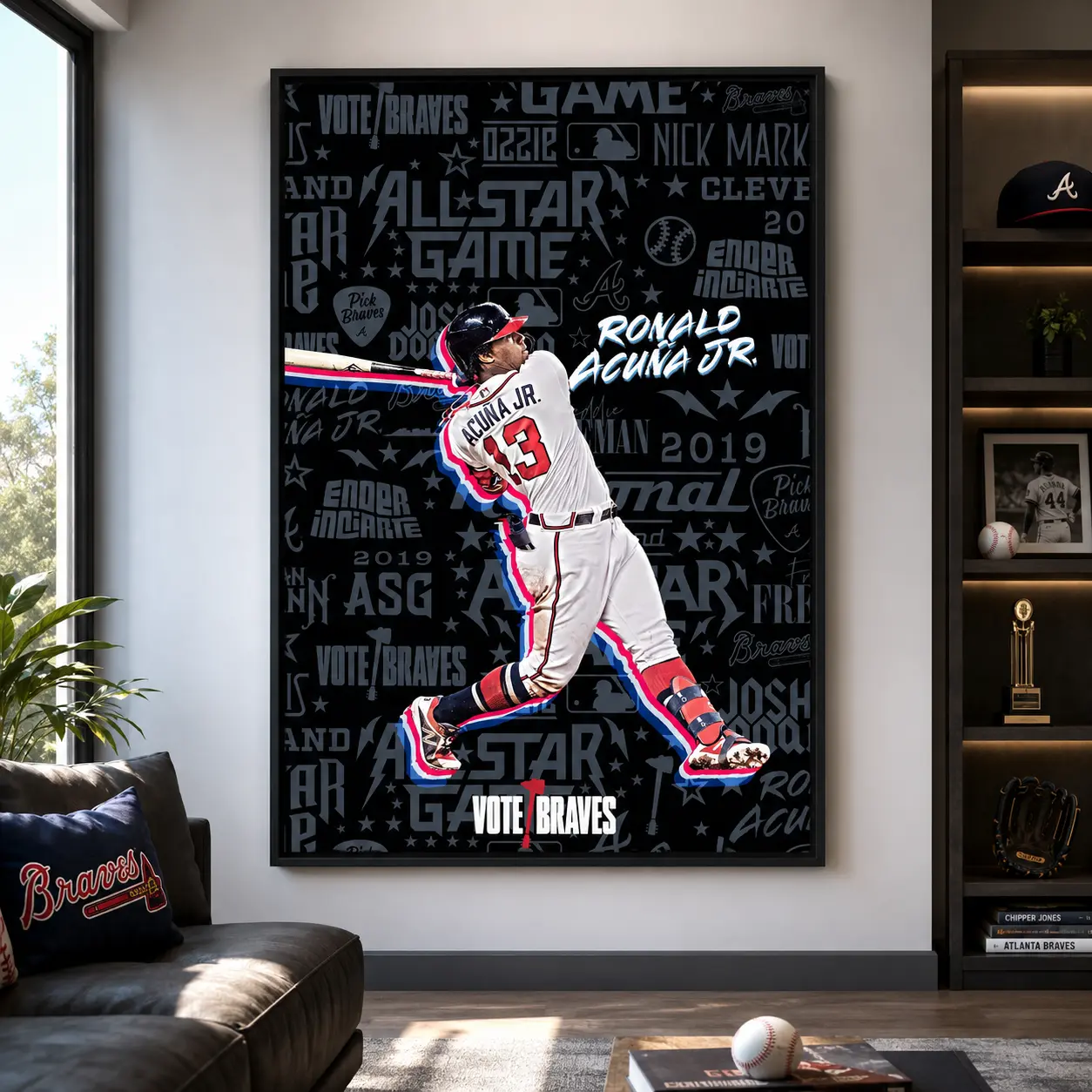 Ronald Acuña Jr Poster,Atlanta Braves Baseball Wall Art, All Star Game Canvas Print,MLB Fan Room Decor,Sports Gift for Baseball Lovers