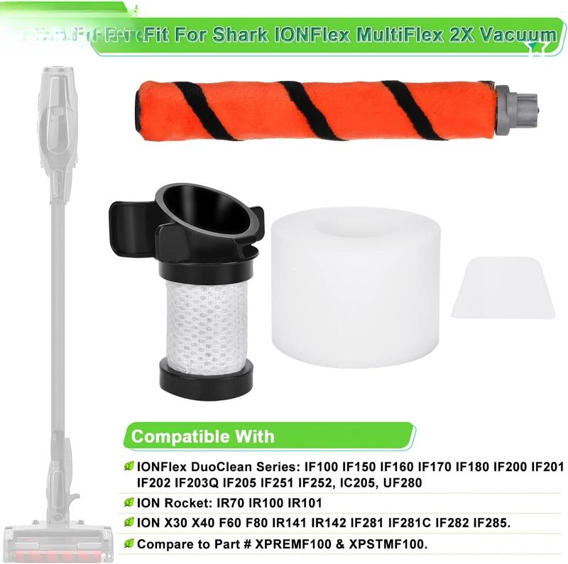Filter Replacement for Shark ION Flex Duo Clean IF100 F80 UF280 IF200 IF201 IF202 IF203Q IF252 IF281 IF282 Cordless Vacuum, 2 HEPA + 4  Felt Filters +1 Brush, Part # XPREMF100 & XPSTMF100