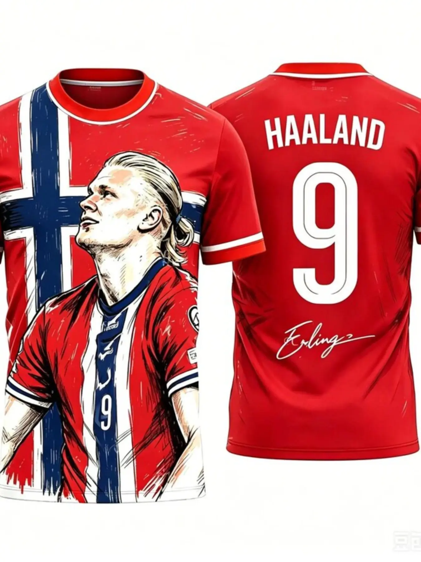Norway Haland Football Jersey, Quick-Dry Short Sleeve, Loose-Fit, All-Season, Casual Sports T-Shirt, Fan Gift, Travel Souvenir