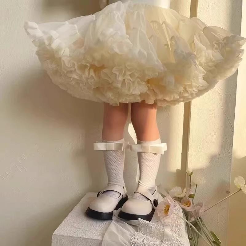 Girl's tutu dress large fluffy version bunny dress milky apricot tutu dress with shotr cream-colored ballet princess dress