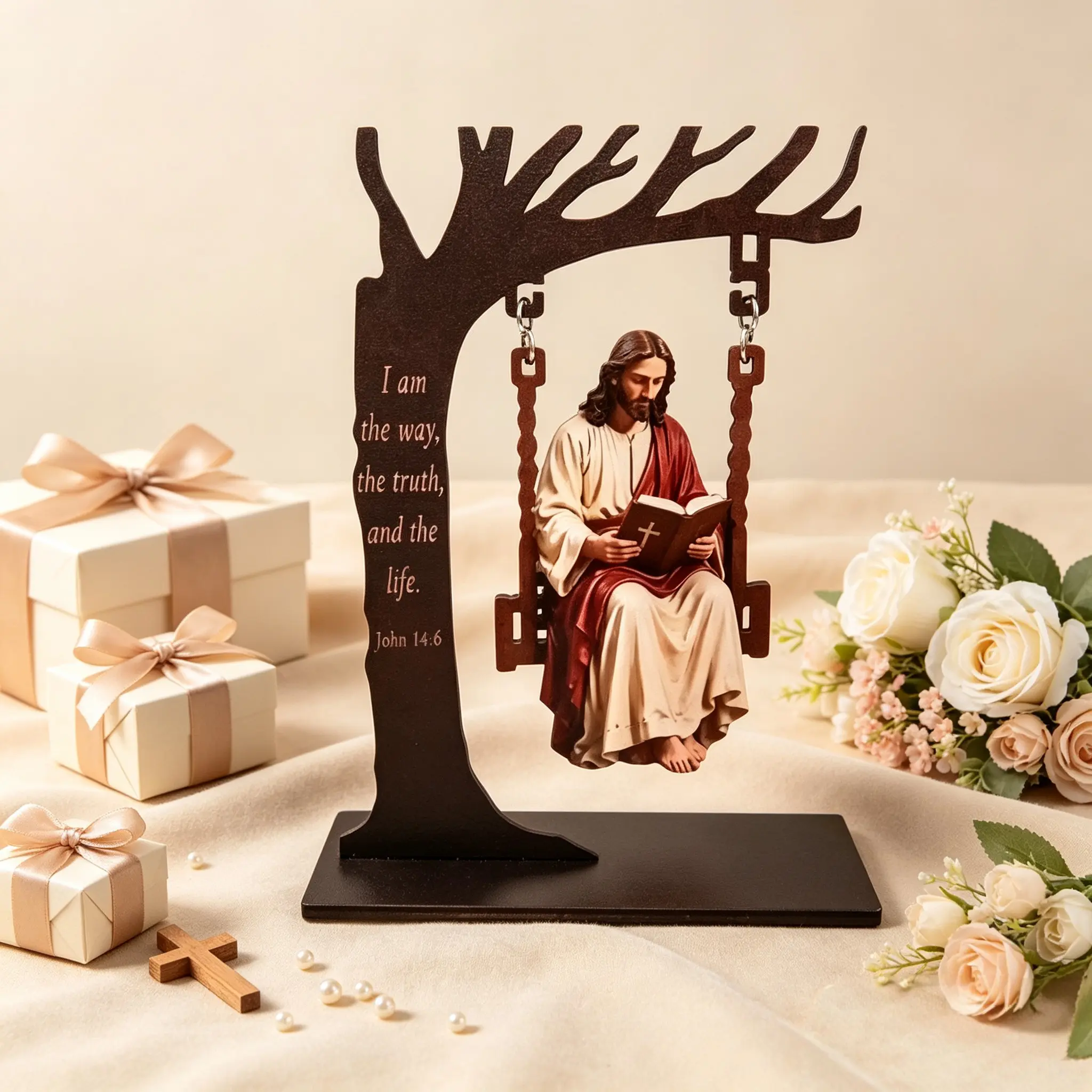 1pcs Halloween Ghost Reading Book Tree Swing Ornament, Portable Home Desktop Decoration, Small Gift for Atmosphere Enhancement