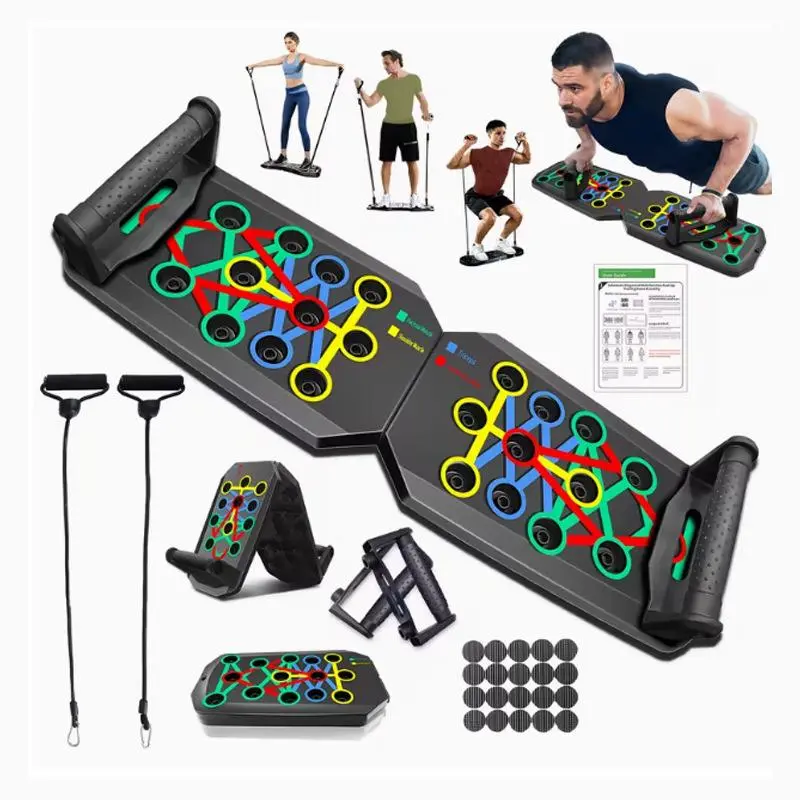 Foldable Push Up Board, Color-Coded Home Gym Equipment with Lightweight Design for Strength Training and Maximizing Full Body Workout, for Men & Women, Multi‑Muscle Zones