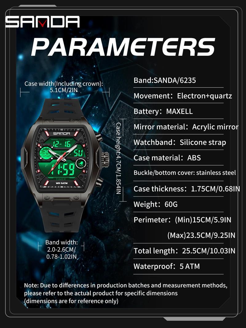 Men's Sportive Digital Watch, Fashionable Digital Watch with Digital Display, Trendy Multifunctional Watch for Daily Life, with Box