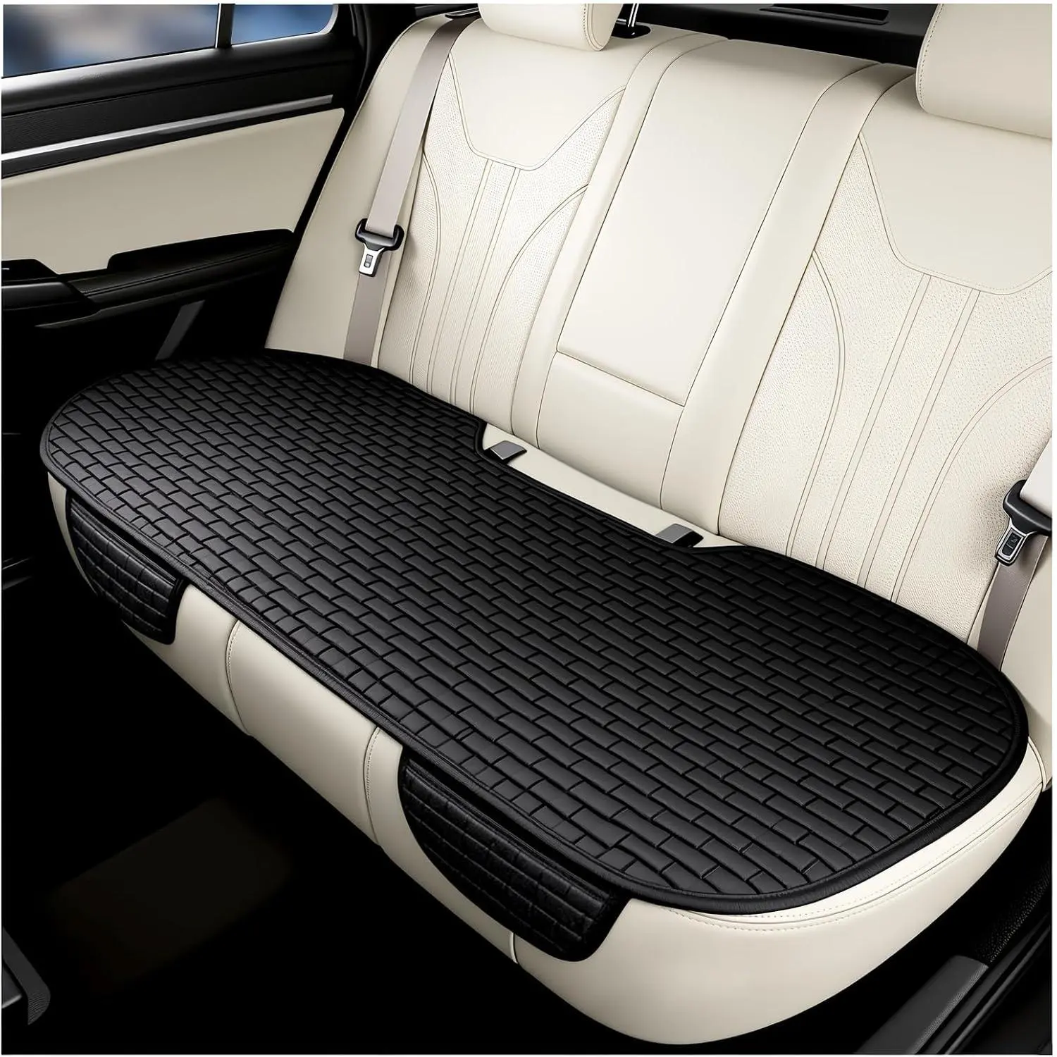 Bench Seat Cover with 2 Storage Slots,Breathable Backseat  Covers to Protect Rear Seats from Dust/,Non-Slip  Seat  Cover Fit for  /SUVs