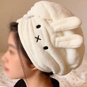 Cute Miffy Rabbit Dry Hair Cap Absorbent Quick-Dry Towel Shampoo Home Bath Cap Headscarf Miffy Brand DIY