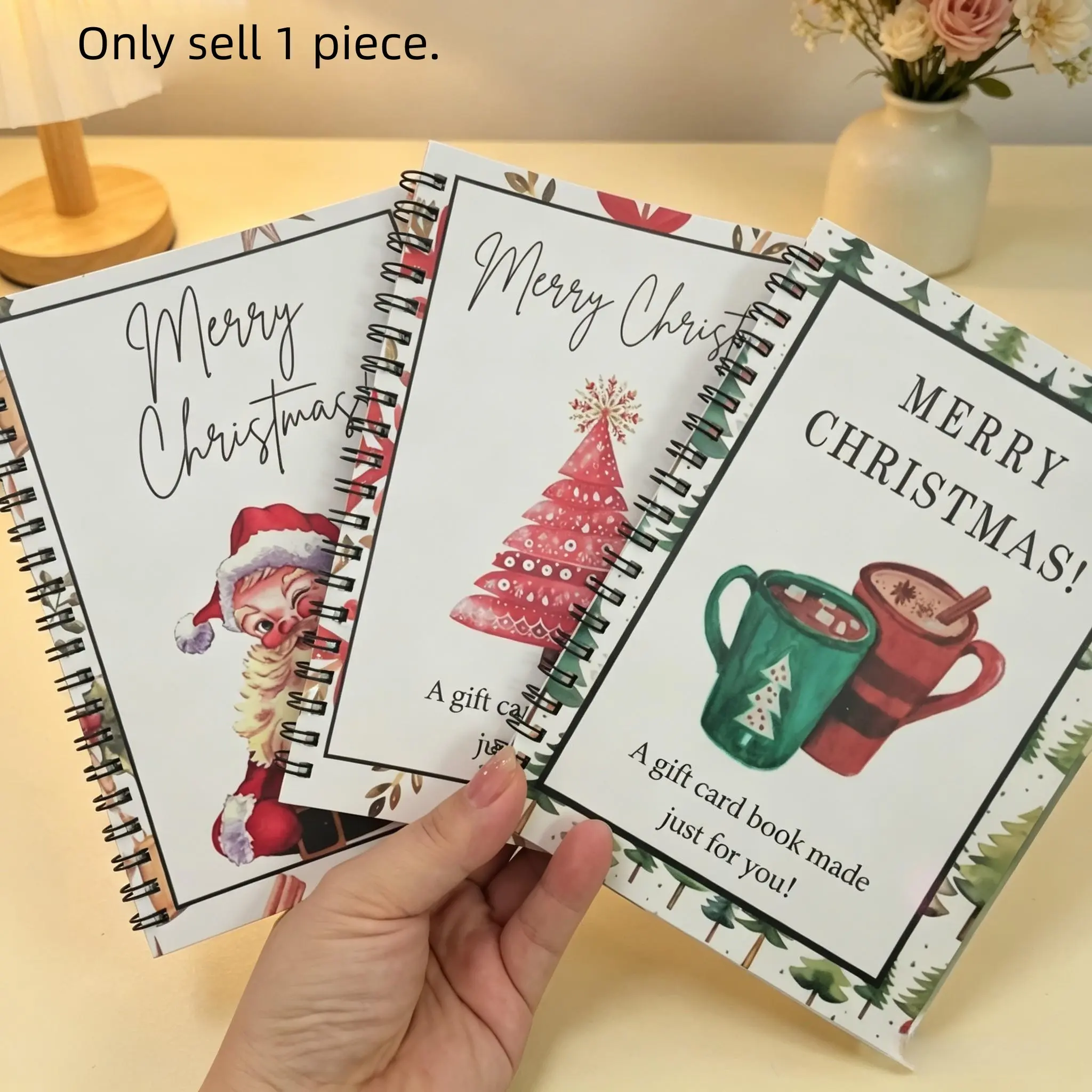 Personalized Christmas Card Book and Diary Planner, Multi-Theme Greeting Cards, Blank Writing Pages, Cute Cover Gift Card Holder