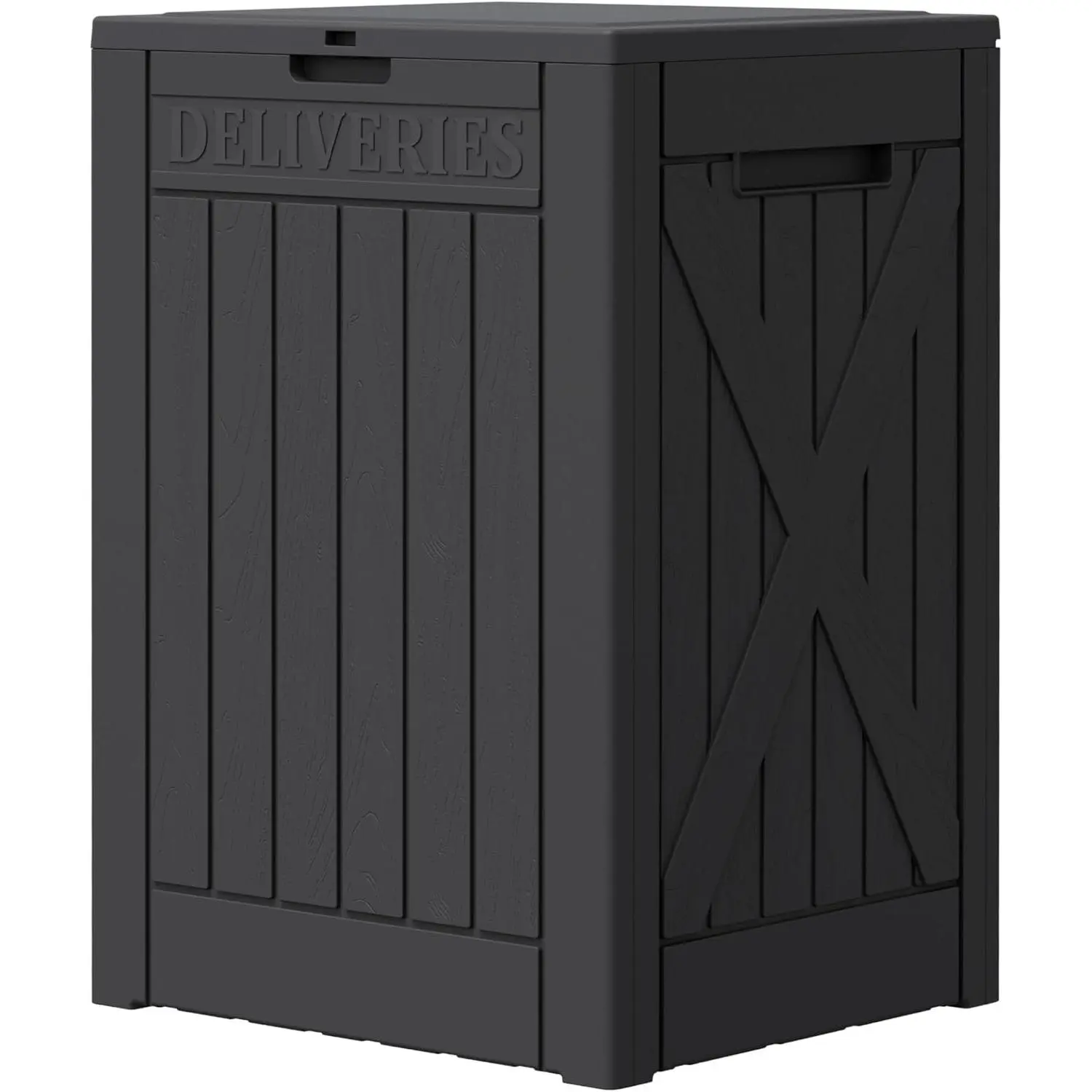 52 Gallon Large Outdoor Package Delivery Box for Porch, Lockable Secure Double-Wall Resin Storage Box, Waterproof Deck Box for Package Protection, Black