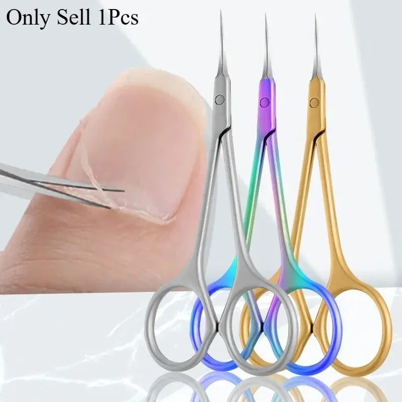 Stainless Steel Manicure Curved Tip Scissors, Cuticle Trimmer, Dead Skin Remover, Fingernail Clippers, Nail Art Clippers, Russian Nail Scissors