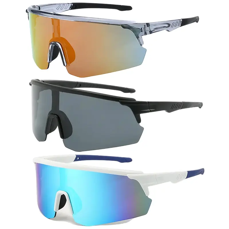 3-Pack Men Viral Oversized Wraparound Biker Sunglasses, Trending Street Sports Shades with UV400 Anti-Glare Protective Lenses, Lightweight Riding Eyewear for Motorcycle Trips, Cycling, Driving & All Outdoor Activities