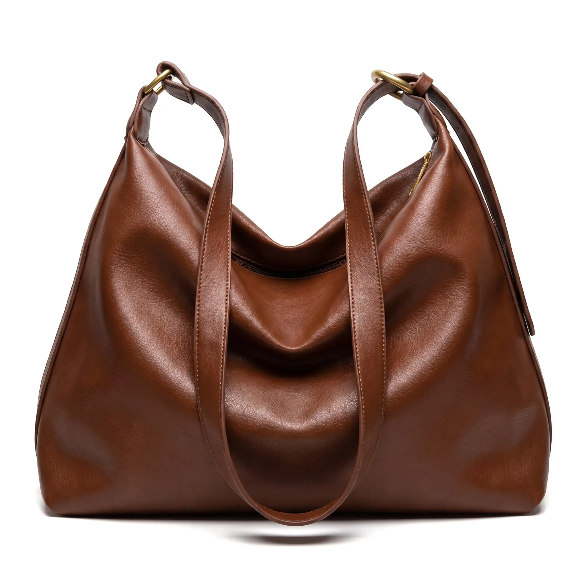 Women's Vintage Stitching Soft PU Leather Commuter Tote - Medium Size, Spacious, Zipper Closure, Multiple Pockets, Shoulder Purse, Purse Shoulder Bag for Daily Use Bags, Work, Travel, Plaid Pattern, Visible Stitch