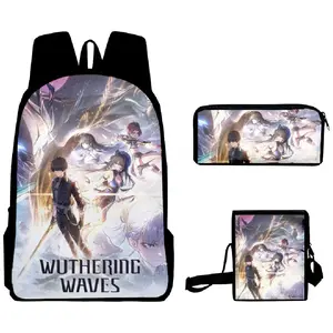 Wuthering Waves Backpacks 3 Pieces Sets 3D Game Crossbody Bag Casual Fashion Backpacks